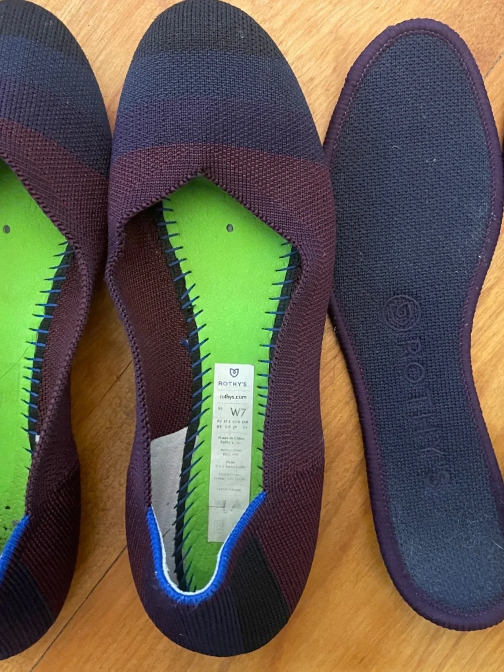 Rothy’s blackberry captoe flats, women’s size 7 EUC